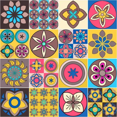 Image de Autocollants muraux imitation carrelage pour la cuisine et la salle de bains – 16 autocollants modernes style azulejo – 16 autocollants de 10 x 10 cm