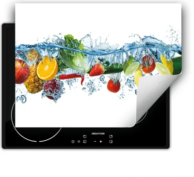 Produktbild von DarHaus Herdabdeckplatte 80x52 cm Anti Rutsch Matte Aufrollbar, Früchte - Gemüse