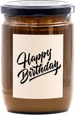 Immagine prodotto di Candela profumata MadCandle Happy Birthday, limone e arancia, cera di soia, durata di combustione 60 ore, candela in vaso di vetro, A x P 12 x 8 cm, 360 g, marrone