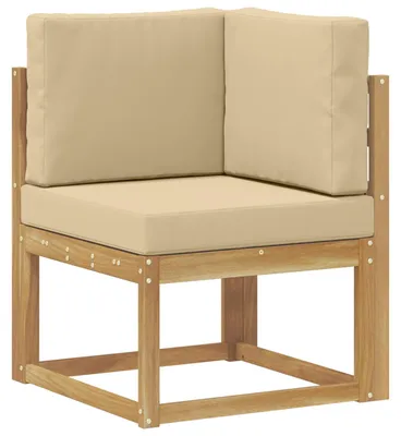 Image de Canapé d'angle d'extérieur vidaXL en bois massif d'acacia, blanc