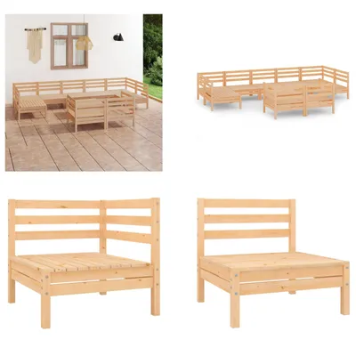Produktbild von vidaXL 10 tlg. Garten Lounge Set Massivholz Kiefer - Gartenmöbel Set - Gartenmöbel Sets - Gartengarnitur - Gartengarnituren