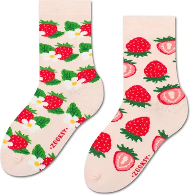 Produktbild von Kindersocken "Erdbeere", Größe 30-35, bunte Socken mit lustigem Muster