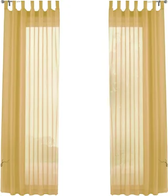 Produktbild von 2er-Pack Gardinen Transparent Vorhang Set Wohnzimmer Voile Schlaufenschal mit Bleibandabschluß HxB 245x140 cm Gelb 61000CN