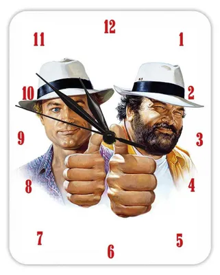 A clock featuring a portrait of Bud Spencer and Terence Hill.