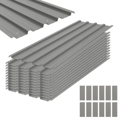 Produktbild von 12 Stück Trapezblech 129x45cm 7m² Verzinkt Dachblech 0,25 mm, für Dachbau