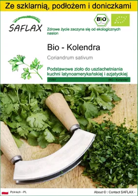 Zdjęcie produktu dla SAFLAX - Zestaw do uprawy - Bio - Kolendra - 150 Nasiona - Z mini szklarnią, podłożem uprawowym i 2 doniczkami - Coriandrum sativum