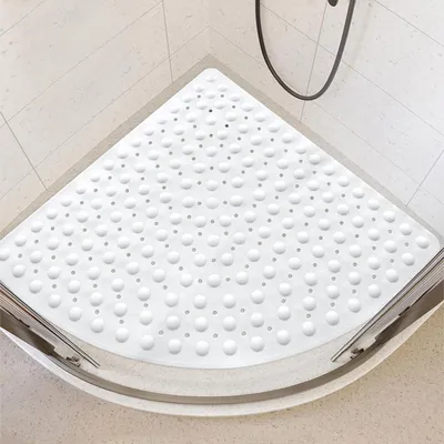 Produktbild von Duschmatte Eckduschmatte rutschfest 70x70 cm Weiß Dreieckig mit Saugnäpfen