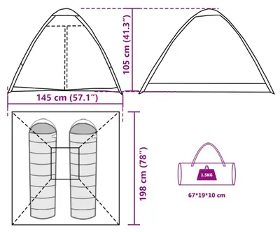 Productafbeelding van vidaXL Koepeltent voor 2 personen, olijgroen, waterdicht