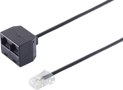 Produktbild von S/CONN maximum connectivity Adapter Modular Verbinder-Western-Stecker 8/4 auf 2 Western-Kupplung 8/4, 0,2m (71231-8/4)
