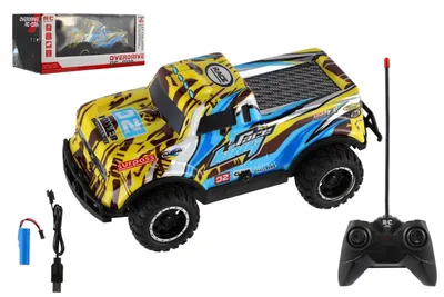 Obrázok produktu pre RC terénny pick-up, 27 MHz, plastový, 17 cm, nabíjateľný akumulátor + batérie v krabici 26 x 11 x 13 cm