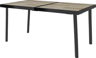 Zdjęcie produktu dla Stół Ogrodowy, Stół Balkonowy, Stół Tarasowy 145 X 85 Cm Dla 6 Osób O Wyglądzie Drewna, Stół Jadalny Do Ogrodu, Stalowa Rama, Szary