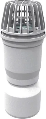 A white drainage accessory with a grate on top, shown against a white background.