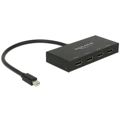 Produktbild von Delock Displayport 1.2 Splitter 1 x mini Displayport in > 4 x Displayport out 4K - Video-/Audio-Splitter - 4 x DisplayPort - Desktop