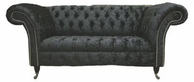 Produktbild von Englische Chesterfield Büro Sitzmöbel Einrichtung Sofa Couch 2 Sitz Schwarz