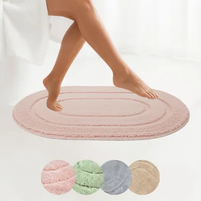 Produktbild von Badematte - Rosa - 50x80 cm - Oval - Rutschfest - SOFT - Maschinenwaschbar - Schnell Trocknend