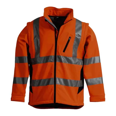 Produktbild von Softshell Warnschutzjacke nach EN 471 Warnorange Marine Größe XXL