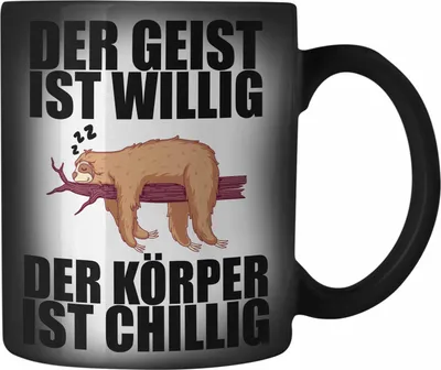 Produktbild von Trendation - Lustige Farbwechsel Zauber-Tasse mit Spruch Faultier Mitarbeiter Arbeitskollege Geschenk Büro (Schwarz)