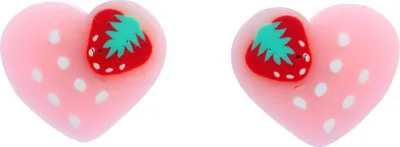Produktbild von Rosa Herz Erdbeere Ohrstecker Miniblings Stecker Ohrringe Liebe Herzchen pink