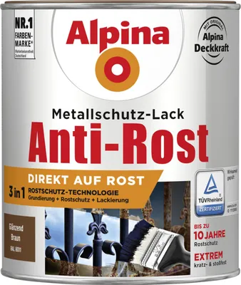 Produktbild von Alpina Metallschutz-Lack Anti-Rost 750 ml braun glänzend
