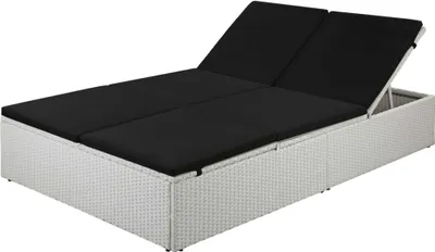 Produktbild von The Living Store Sonnenliege mit Auflage Poly Rattan Schwarz