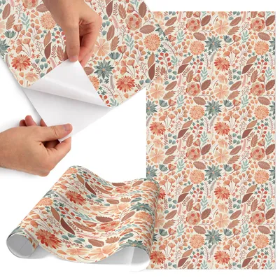 Produktbild von Möbelfolie 50x100 cm - Klebefolie Möbel - Selbstklebende Folie - Folie für Möbel - Möbelfolie Küche - Klebefolie Küche - Möbelfolie Schrank - Wasserdicht - Abwaschbar - Selbstklebend - Luftblasenfrei - Rückstandslos entfernbar - Blumenmuster