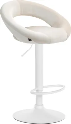 Produktbild von Barhocker MEKIM - Samt Creme 53x47x80 cm Weiß | Barstuhl Höhenverstellbar Mit Lehne Drehbar Tresenhocker Tresenstuhl Kneipenhocker Kneipenstuhl