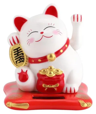 Solar-Glückskatze Maneki Neko, Kunststoff, 7,6 cm, winkend