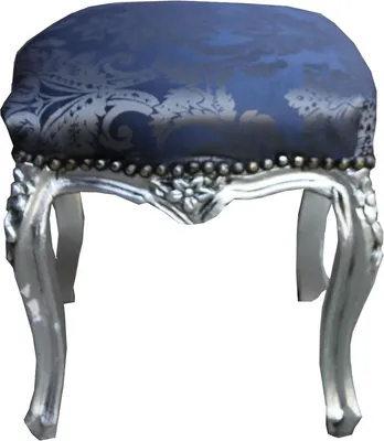 Produktbild von Casa Padrino Barock Hocker Royalblau Muster / Silber Höhe - Barock Möbel