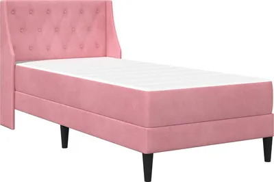 Image de Cadre de lit avec matelas Rose 100 x 200 cm Velours