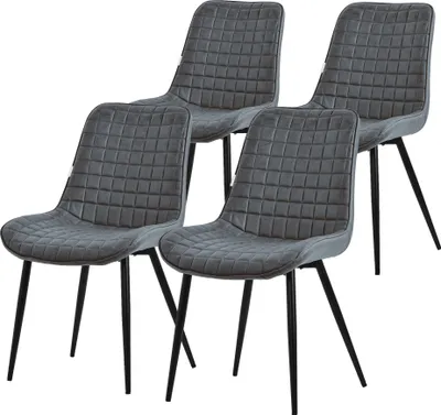 Produktbild von ML-Design Esszimmerstühle 4er Set, Anthrazit, Sitzfläche aus Kunstleder mit schwarzen Metallbeinen, Küchenstühle mit Rückenlehne