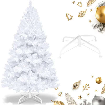 Immagine prodotto di Jayseuw 210cm albero di Natale artificiale, albero di Natale con supporto in metallo, albero di Natale 900 punte aghi in PVC, albero di Natale artificiale sistema pieghevole bianco