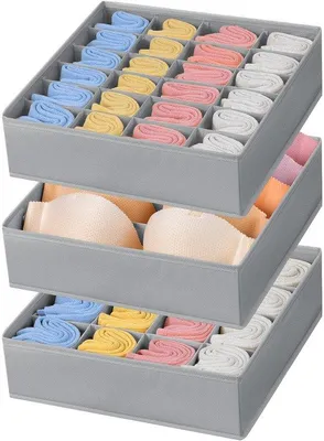 Produktbild von Unterwäsche-Organizer-Set, 3-teilig, grau, ideal für Schubladen