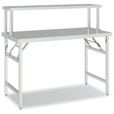 Zdjęcie produktu dla vidaXL Blat kuchenny z górną półką 120x60x115 cm stal nierdzewna
