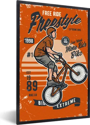 Produktbild von MuchoWow® MuchoWow® Gerahmtes Poster Fahrrad - Männer - Retro 40x60 cm - Poster mit zchwarzem Bilderrahmen - Papierdruck - Wandbilder