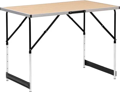 Obrázok produktu pre WOLTU Kempingový stôl Skladací stôl Záhradný stôl Pracovný stôl Balkónový stôl Výškovo nastaviteľný Hliníková oceľ MDF Svetlý dub CPT8121hei