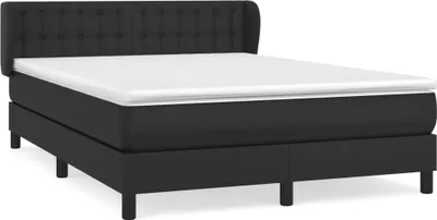 Produktbild von vidaXL Boxspringbett mit Matratze Schwarz 140x200 cm Kunstleder
