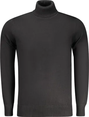 Zdjęcie produktu dla Stylowy męski sweter z golfem w kolorze czarnym z haftem – elegancki i nowoczesny