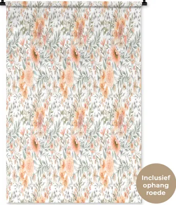 Produktbild von MuchoWow® Wandteppich Wandbehang Blumen - Lilie - Muster - Pastell 90x135 cm Tapisserie Dekoration Wandtuch - Baumwolle - Wandskulptur