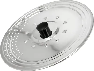 Immagine prodotto di Coperchio multiuso in acciaio inox ø 28 cm. Utilizzo del coperchio paraspruzzi e dello sgocciolatoio. Il coperchio può essere adattato a diverse dimensioni.
