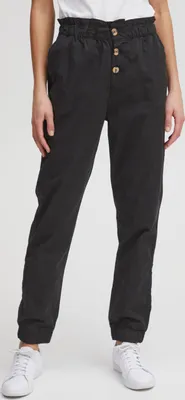 Produktbild von OXMO OXCOBIE Damen Hose Stoffhose Baumwolle mit Stretch Paperbag Hose mit elastischem Bund und Knopfleiste High-Waist Loose-Fit
