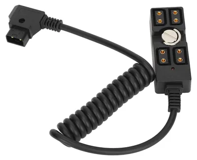 Zdjęcie produktu dla Wyjścia D-Tap, kabel zasilający do kamery z wkrętem 1/4 cala typu B do 4-portowego gniazda, rozgałęźnik do akumulatorów V-Mount