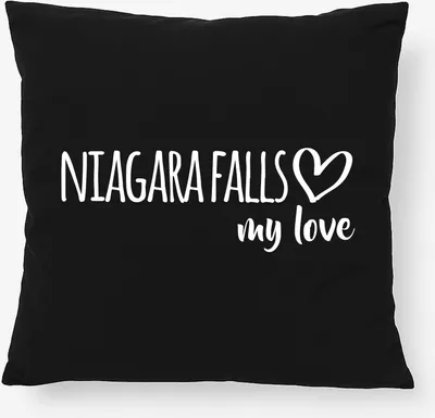 Produktbild von Huuraa Kissen Niagara Falls my love 40x40cm mit Füllung Black Baumwolle Dekokissen Geschenkidee