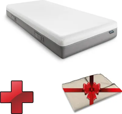 Produktbild von Viskoelastik-Matratze Sleezzz Premium 90 x 200 cm, Höhe 20 cm, Härtegrad H2/H3, mit Wendegriffen + Sleezzz® Smart Kuscheldecke 150 x 200 cm gratis