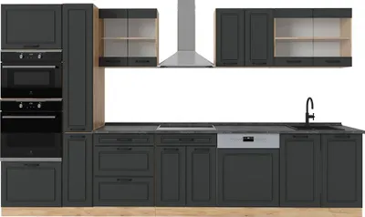 Obrázek produktu pro Kuchyňský kout Vicco R-Line Antracitový venkovský dům/zlatý dub 350 cm bez pracovní desky, Model 54003