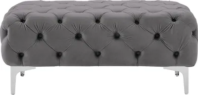 Produktbild von Chesterfield-Pouffe aus anthrazitfarbenem Velours - EDWINA