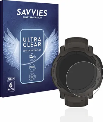 Produktbild von 6x Für Garmin Instinct 2 / 2 Solar Schutzfolie Savvies Displayschutz Display Schutz Folie Klar Transparent