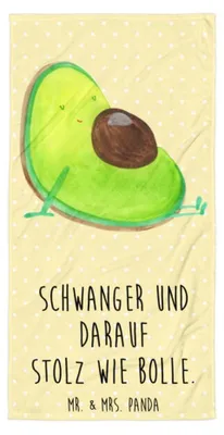 Produktbild von Mr. & Mrs. Panda Strandtuch Avocado Schwangerschaft - Gelb Pastell - Geschenk, Handtuch, Baby, Schwanger, Liebe, Duschhandtuch, Duschtuch, Großes, Badehandtuch