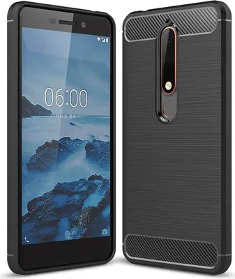 Produktbild von Schutzhülle Handyhülle für Nokia 6 (2018) Case Cover Carbon Optik Schwarz