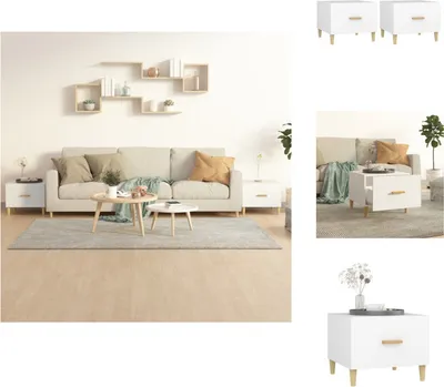 Produktbild von vidaXL Couchtische 2 Stk. Weiß 50x50x40 cm Holzwerkstoff -  Couchtische