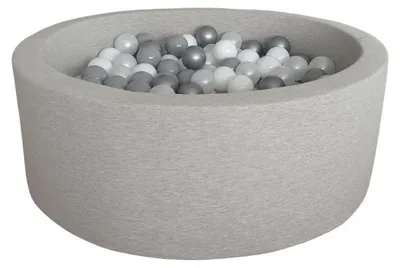 Image de MONIO for kids Piscine à balles 90 cm Gris clair + 200 balles